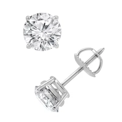 Brilliant Diamond 14kt White Gold 2.00 Carat Round Cut Lab Grown Diamond Stud Earrings For Women