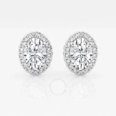 Brilliant Diamond 14kt White Gold 3 1/2 Cttw Oval-cut Lab Grown Diamond Halo Stud Earrings For Women