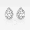 BRILLIANT DIAMOND BRILLIANT DIAMOND 14KT WHITE GOLD 3 1/2 CTTW PEAR-CUT LAB GROWN DIAMOND HALO STUD EARRINGS FOR WOMEN