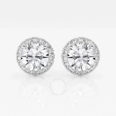 Brilliant Diamond 14kt White Gold 3 1/2 Cttw Round-cut Lab Grown Diamond Halo Stud Earrings For Wome