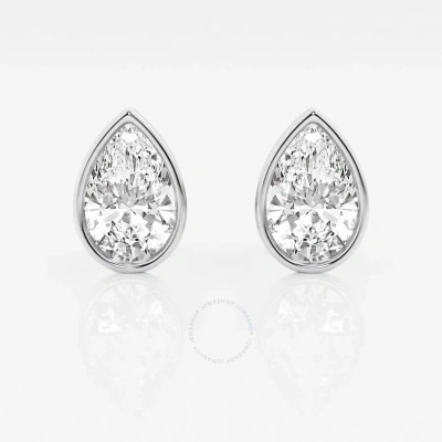 Brilliant Diamond 14kt White Gold 3 Cttw Pear-cut Lab Grown Diamond Bezel Set Solitaire Stud Earring