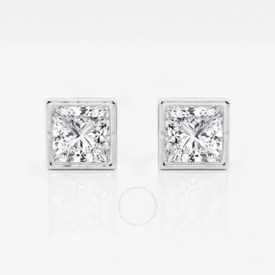 Brilliant Diamond 14kt White Gold 3 Cttw Princess-cut Lab Grown Diamond Bezel Set Solitaire Stud Ear In Metallic