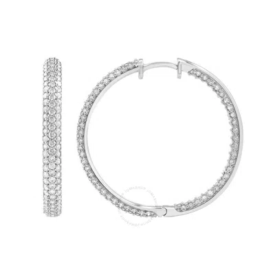 Brilliant Diamond 14kt White Gold 3.00 Carat Lab Grown Diamond Hoop Earrings For Women