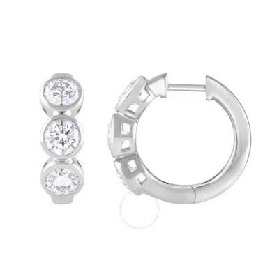 Brilliant Diamond 14kt White Gold 3.00 Carat Lab Grown Diamond Hoop Earrings For Women