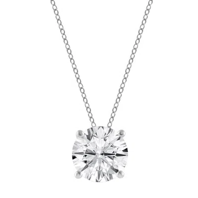 Brilliant Diamond 14kt White Gold 3.00 Carat Lab Grown Diamond Pendant Necklace For Women