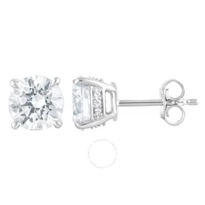 Brilliant Diamond 14kt White Gold 3.00 Carat Lab-grown Diamond Stud Earrings For Women