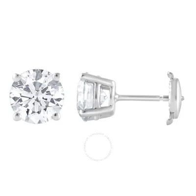 Brilliant Diamond 14kt White Gold 3.00 Carat Round Cut Lab Grown Diamond Stud Earrings For Women