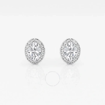 Brilliant Diamond 14kt White Gold 5/8 Cttw Oval-cut Lab Grown Diamond Halo Stud Earrings For Women
