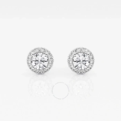 Brilliant Diamond 14kt White Gold 5/8 Cttw Round-cut Lab Grown Diamond Halo Stud Earrings For Women