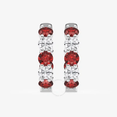 Brilliant Diamond 14kt White Gold Round Created Ruby And 2 Cttw Round-cut Lab Grown Diamond Inside O