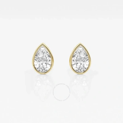 Brilliant Diamond 14kt Yellow Gold 1 Cttw Pear-cut Lab Grown Diamond Bezel Set Solitaire Stud Earrin