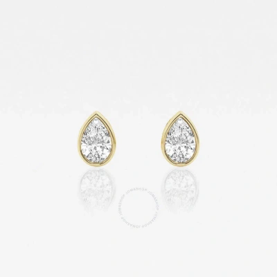 Brilliant Diamond 14kt Yellow Gold 1/2 Cttw Pear-cut Lab Grown Diamond Bezel Set Solitaire Stud Earr