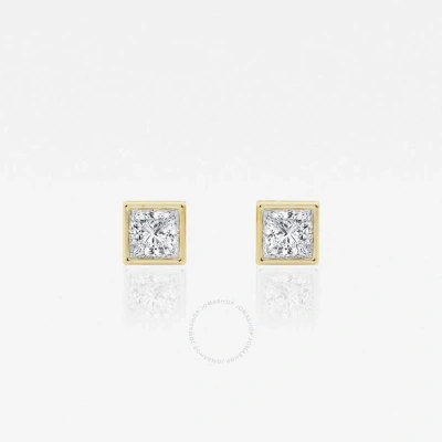 Brilliant Diamond 14kt Yellow Gold 1/2 Cttw Princess-cut Lab Grown Diamond Bezel Set Solitaire Stud