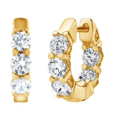Brilliant Diamond 14kt Yellow Gold 1.75 Carat Lab Grown Diamond Hoop Earrings For Women