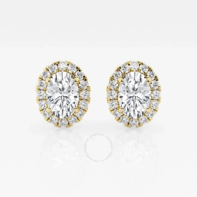Brilliant Diamond 14kt Yellow Gold 2 3/8 Cttw Oval-cut Lab Grown Diamond Halo Stud Earrings For Wome