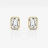 BRILLIANT DIAMOND BRILLIANT DIAMOND 14KT YELLOW GOLD 2 CTTW EMERALD-CUT LAB GROWN DIAMOND BEZEL SET SOLITAIRE STUD EAR
