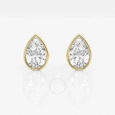 Brilliant Diamond 14kt Yellow Gold 2 Cttw Pear-cut Lab Grown Diamond Bezel Set Solitaire Stud Earrin