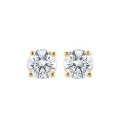 Brilliant Diamond 14kt Yellow Gold 3.00 Carat Lab Grown Diamond Stud Earrings For Women