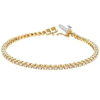 Brilliant Diamond 14kt Yellow Gold 5.00 Cttw Lab Grown Diamond Tennis Braceletfor Women