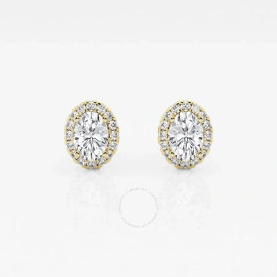 Brilliant Diamond 14kt Yellow Gold 5/8 Cttw Oval-cut Lab Grown Diamond Halo Stud Earrings For Women