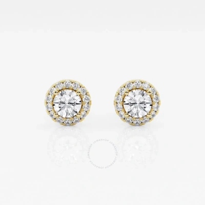 Brilliant Diamond 14kt Yellow Gold 5/8 Cttw Round-cut Lab Grown Diamond Halo Stud Earrings For Women
