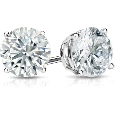 Brilliant Diamond 1.5 Carat Round Lab Grown Diamond Stud Earrings In Sterling Silver In ["white","silver Tone"]