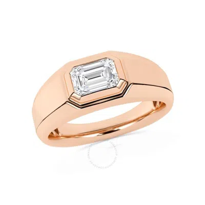 Brilliant Diamond 1.50 Carat 14k Rose Gold Emerald Solitare Ring For Men  Lab Grown Diamond  Men's E In Pink