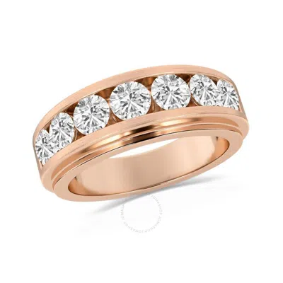 Brilliant Diamond 1.50 Carat 14k Rose Gold Ring For Men  Round Lab Grown Diamond  7-stone Men's Wedd