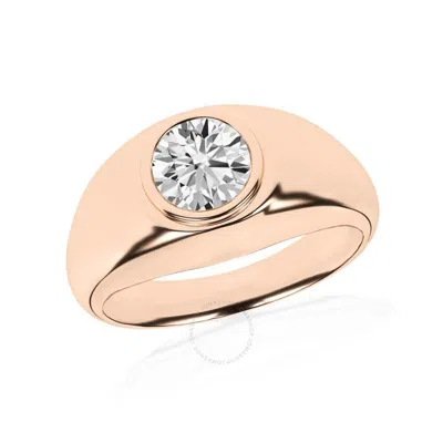 Brilliant Diamond 1.50 Carat 14k Rose Gold Solitare Ring For Men  Round Lab Grown Diamond  Engagemen In Pink