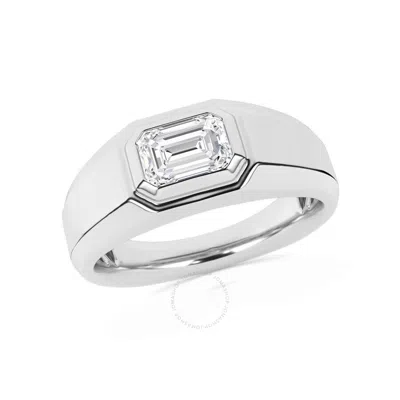 Brilliant Diamond 1.50 Carat 14k White Gold Emerald Solitare Ring For Men  Lab Grown Diamond  Men's