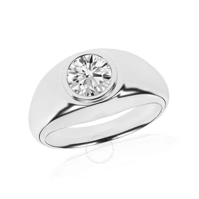 Brilliant Diamond 1.50 Carat 14k White Gold Solitare Ring For Men  Round Lab Grown Diamond  Engageme