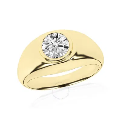 Brilliant Diamond 1.50 Carat 14k Yellow Gold Solitare Ring For Men  Round Lab Grown Diamond  Engagem