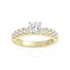 Brilliant Diamond 1.50 Carat Cushion & Round Cut Lab Grown Diamond Side Stone Engagement Ring (f-g