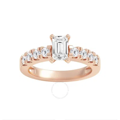 Brilliant Diamond 1.50 Carat Emerald & Round Cut Lab Grown Diamond Side Stone Engagement Ring (f-g