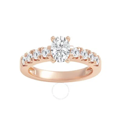 Brilliant Diamond 1.50 Carat Oval & Round Cut Lab Grown Diamond Side Stone Engagement Ring (f-g