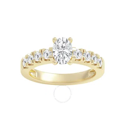 Brilliant Diamond 1.50 Carat Oval & Round Cut Lab Grown Diamond Side Stone Engagement Ring (f-g