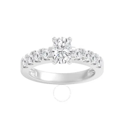 Brilliant Diamond 1.50 Carat Oval & Round Cut Lab Grown Diamond Side Stone Engagement Ring (f-g