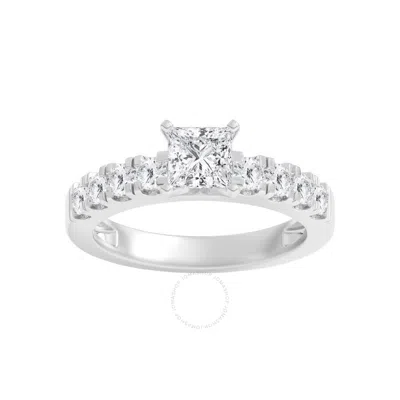 Brilliant Diamond 1.50 Carat Princess & Round Cut Lab Grown Diamond Side Stone Engagement Ring (f-g