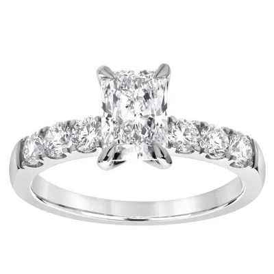 Brilliant Diamond 1.60 Carat 14k White Gold Radiant Lab Grown Diamond Engagement Ring For Women- Col