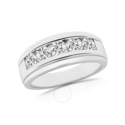 Brilliant Diamond 1.65 Carat 14k White Gold Ring For Men  Round Lab Grown Diamond  5-stone Men's Wed