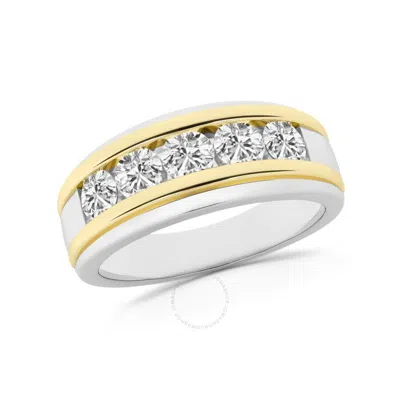 Brilliant Diamond 1.65 Carat 14k Yellow Gold Ring For Men  Round Lab Grown Diamond  5-stone Men's We