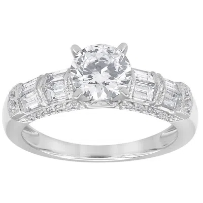 Brilliant Diamond 1.75 Carat 14k White Gold Round Cut Lab Grown Diamond Engagement Ring For Women- C