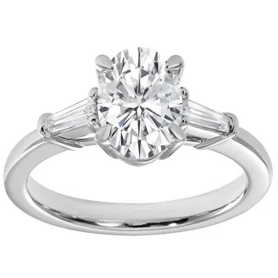 Brilliant Diamond 1.75 Carat Oval Lab Grown Solitaire Diamond Engagement Ring In 14k White Gold