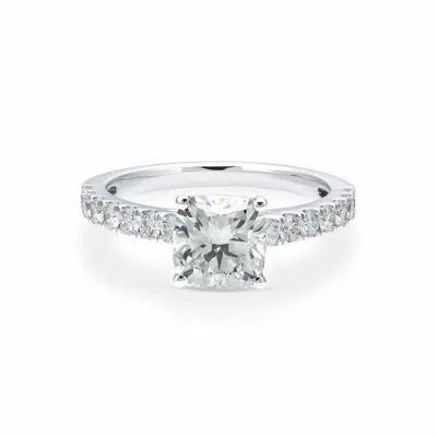 Brilliant Diamond 2 1/2 Carat Cushion Lab Grown Diamond Engagement Ring In 14k White Gold