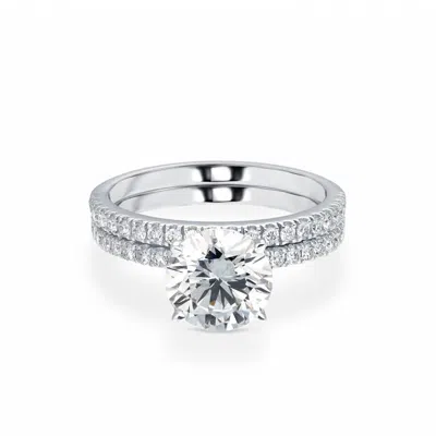 Brilliant Diamond 2 1/2 Carat Round Lab Grown Diamond Wedding Bridal Set In 14k White Gold In Silver