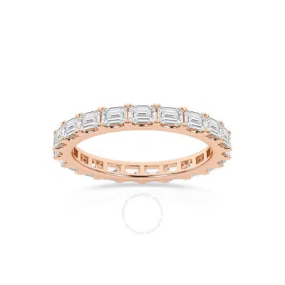 Brilliant Diamond 2 Carat East-west Emerald Cut Lab Grown Diamond Eternity Band For Women | 14k Rose In Pink
