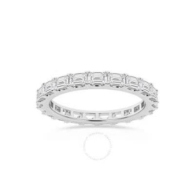 Brilliant Diamond 2 Carat East-west Emerald Cut Lab Grown Diamond Eternity Band For Women | 14k Whit In White