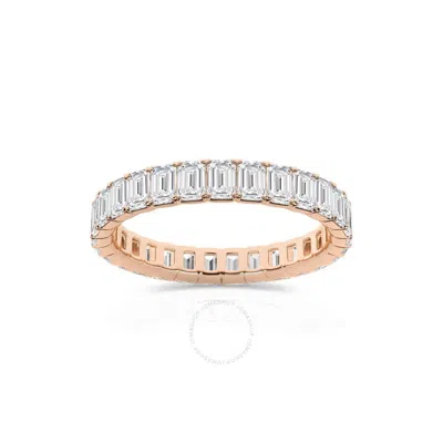 Brilliant Diamond 2 Carat Emerald Lab Grown Diamond Eternity Band For Women | 14k Rose Gold Wedding  In Pink