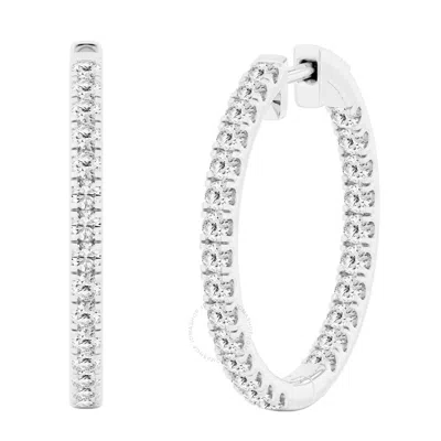 Brilliant Diamond 2 Carat Inside-out Lab Grown Diamond Earrings For Women 14k White Gold Hoop Earrin
