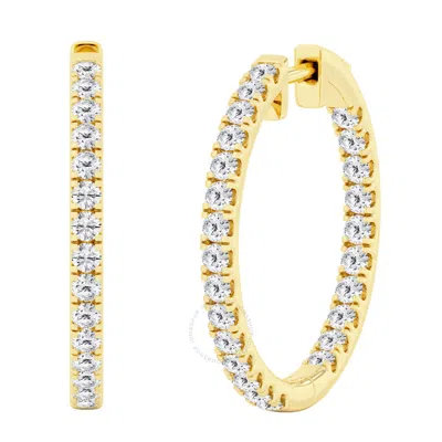 Brilliant Diamond 2 Carat Inside-out Lab Grown Diamond Earrings For Women 14k Yellow Gold Hoop Earri